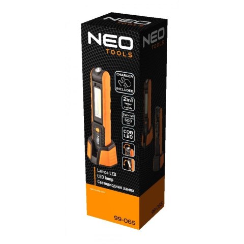 NEO LAMPA WARSZTATOWA AKUMULATOROWA 500 LM COB + LATARKA + BAZA NEO LAMPA WARSZTATOWA AKUMULATOROWA 500 LM COB + LATARKA + BAZA
