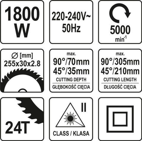 YATO UKOŚNICA 225M 1800W Z LASEREM YATO UKOŚNICA 225M 1800W Z LASEREM