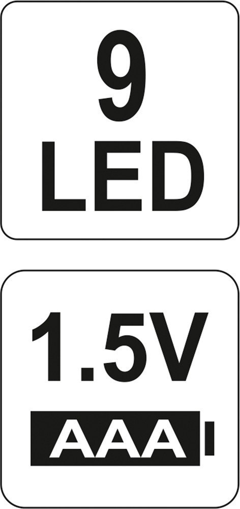 YATO LATARKA ALUMINIOWA, 9LED, CZARNA YATO LATARKA ALUMINIOWA, 9LED, CZARNA