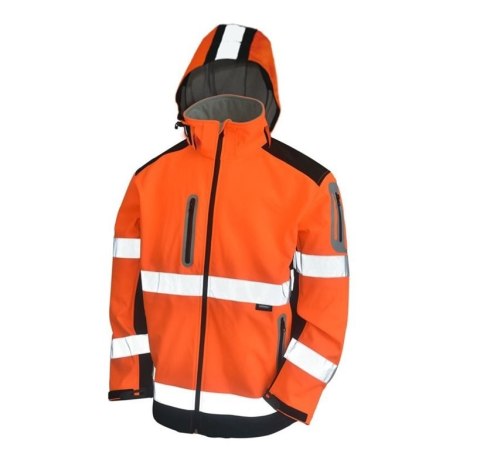 KURTKA OSTRZEGAWCZA SOFTSHELL POMARAŃCZOWO-GRANATOWA VWJK177 rozm. XXL VIZWELL KURTKA OSTRZEGAWCZA SOFTSHELL POMARAŃCZOWO-GRANATOWA VWJK177 rozm. XXL VIZWELL