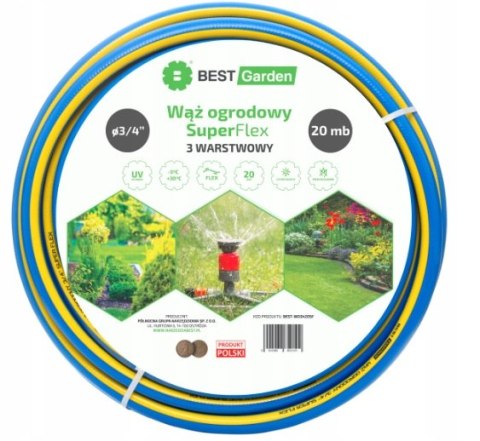 WĄŻ OGRODOWY 3/4" 20m SUPER FLEX BEST GARDEN WĄŻ OGRODOWY 3/4" 20m SUPER FLEX BEST GARDEN