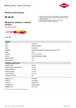 KNIPEX WKRĘTAK PŁASKI Z IZOLACJĄ 1000V 75MM 2.5 MM