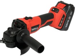 YATO SZLIFIERKA KĄTOWA 18V 125MM, BEZSZCZOTKOWA 1*4AH+ŁADOWARKA