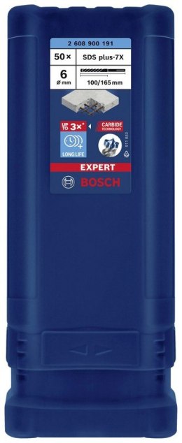BOSCH WIERTŁO DO MŁOTKÓW SDS+ 7X EXPERT 6*100/165MM 50 SZT.