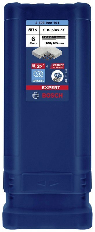 BOSCH WIERTŁO DO MŁOTKÓW SDS+ 7X EXPERT 6*100/165MM 50 SZT. BOSCH WIERTŁO DO MŁOTKÓW SDS+ 7X EXPERT 6*100/165MM 50 SZT.