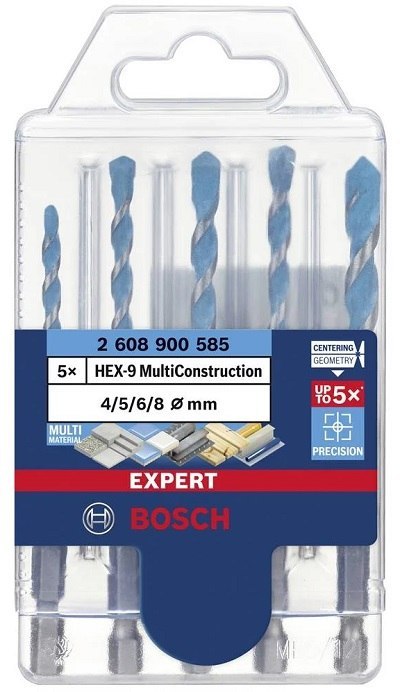 BOSCH ZESTAW WIERTEŁ EXPERT MULTICONSTRUCTION HEX-9 SET 5PC BOSCH ZESTAW WIERTEŁ EXPERT MULTICONSTRUCTION HEX-9 SET 5PC