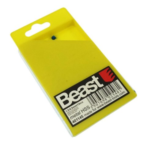 BEAST WIERTŁA DO METALU 1.5-6.5mm HSS 13szt BIAŁE BEAST WIERTŁA DO METALU 1.5-6.5mm HSS 13szt BIAŁE