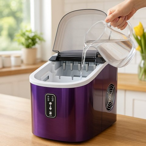 MULANO Kostkarka do lodu fioletowa 10-12 kg/dzie艅 kompaktowa i przeno艣na MULANO Kostkarka do lodu fioletowa 10-12 kg/dzie艅 kompaktowa i przeno艣na
