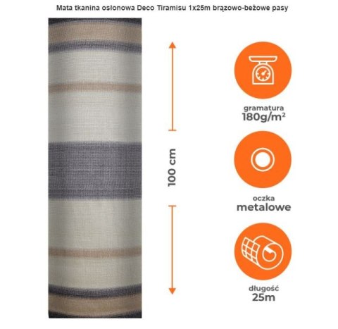 UN TKANINA OSŁONOWA DECO TIRAMISU 180G/M2 100CM ROLKA 25MB UN TKANINA OSŁONOWA DECO TIRAMISU 180G/M2 100CM ROLKA 25MB