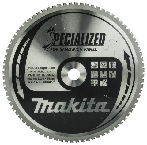 MAKITA PIŁA SPIEKOWA DO PŁYT WARSTWOWYCH SPACJALIZED 355*30 80Z MAKITA PIŁA SPIEKOWA DO PŁYT WARSTWOWYCH SPACJALIZED 355*30 80Z