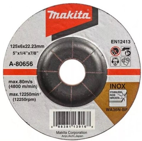 MAKITA TARCZA SZLIFIERSKA WYPUKŁA DO METALU 125*6*22 MM MAKITA TARCZA SZLIFIERSKA WYPUKŁA DO METALU 125*6*22 MM
