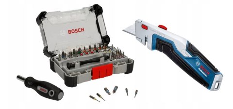 BOSCH ZESTAW BITÓW + NÓŻ Z OSTRZEM CHOWANYM BOSCH ZESTAW BITÓW + NÓŻ Z OSTRZEM CHOWANYM