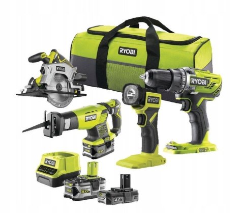 RYOBI ZESTAW ELEKTRONARZĘDZI RCK184-252S 1*2.0AH 1*5.0AH ONE+ RYOBI ZESTAW ELEKTRONARZĘDZI RCK184-252S 1*2.0AH 1*5.0AH ONE+
