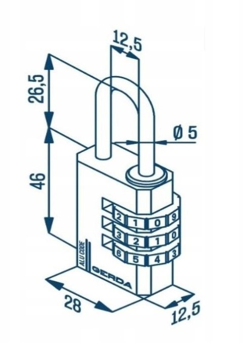 GERDA KŁÓDKA PAŁĄKOWA ALUMINIOWA SZYFROWA 3 DYSKI KAS S30 CZARNA GERDA KŁÓDKA PAŁĄKOWA ALUMINIOWA SZYFROWA 3 DYSKI KAS S30 CZARNA