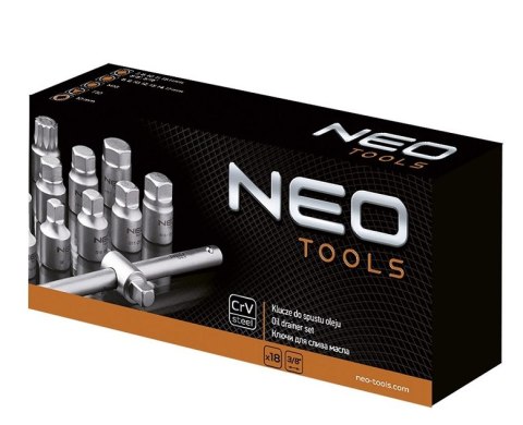 NEO KLUCZE DO SPUSTU OLEJU 3/8 ZESTAW 18 SZT. NEO KLUCZE DO SPUSTU OLEJU 3/8 ZESTAW 18 SZT.