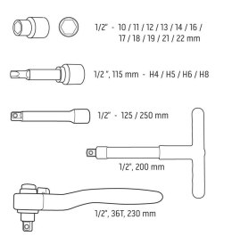 NEO ZESTAW KLUCZY NASADOWYCH 1/2'', 1000V, 19 SZTUK