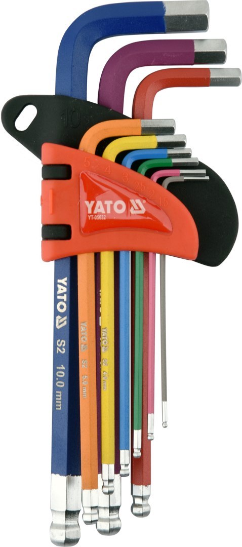 YATO ZESTAW KLUCZY IMBUSOWYCH Z KULKĄ 1,5-10 MM, 9 SZTUK YATO ZESTAW KLUCZY IMBUSOWYCH Z KULKĄ 1,5-10 MM, 9 SZTUK