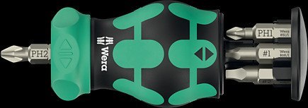 WERA BARDZO MAŁA RĘKOJEŚĆ Z KRÓTKIM UCHWYTEM 1/4''STUBBY 6 CZĘŚCI