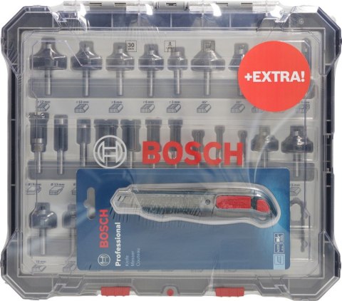 BOSCH ZESTAW FREZÓW DO DREWNA 30 EL. + NÓŻ BOSCH ZESTAW FREZÓW DO DREWNA 30 EL. + NÓŻ