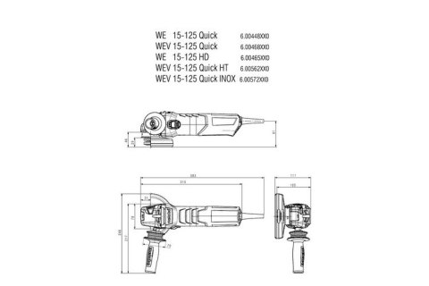 METABO SZLIFIERKA KĄTOWA 125MM WEV 15-125 QUICK HT METABO SZLIFIERKA KĄTOWA 125MM WEV 15-125 QUICK HT