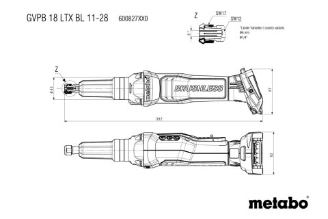METABO SZLIFIERKA PROSTA AKUMULATOROWA GVPB 18 LTX BL 11-28 0*AH METABO SZLIFIERKA PROSTA AKUMULATOROWA GVPB 18 LTX BL 11-28 0*AH