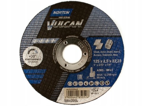 NORTON TARCZA FLEX 41 125x2,5x22,2 A 30 S VULCAN NORTON ( Op. - 25 szt.) NORTON TARCZA FLEX 41 125x2,5x22,2 A 30 S VULCAN NORTON ( Op. - 25 szt.)