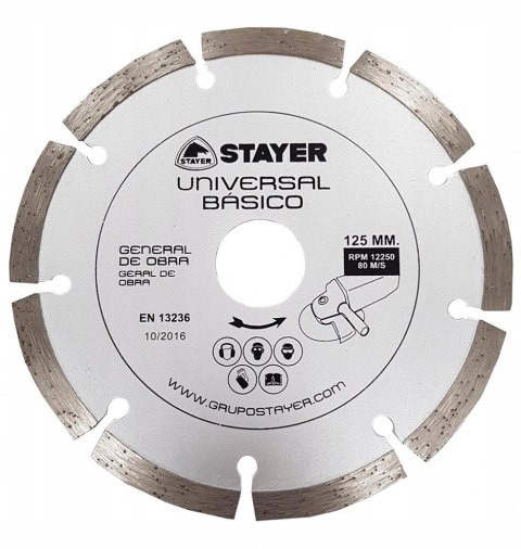 STAYER TARCZA DIAMENTOWA 125x22,2mm SEGMENTOWA STANDARD UNIVERSAL BASIC STAYER STAYER TARCZA DIAMENTOWA 125x22,2mm SEGMENTOWA STANDARD UNIVERSAL BASIC STAYER