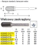 BETA PILNIK OBROTOWY Z WĘGLIKA WALCOWY ZAOKRĄGLONY 9.5mm BETA