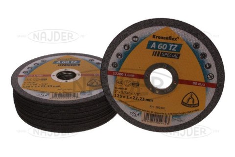 KLINGSPOR TARCZA FLEX 41 125x1,0x22,2 A 60 TZ SPECIAL KLINGSPOR ( op. - 25 szt.) KLINGSPOR TARCZA FLEX 41 125x1,0x22,2 A 60 TZ SPECIAL KLINGSPOR ( op. - 25 szt.)