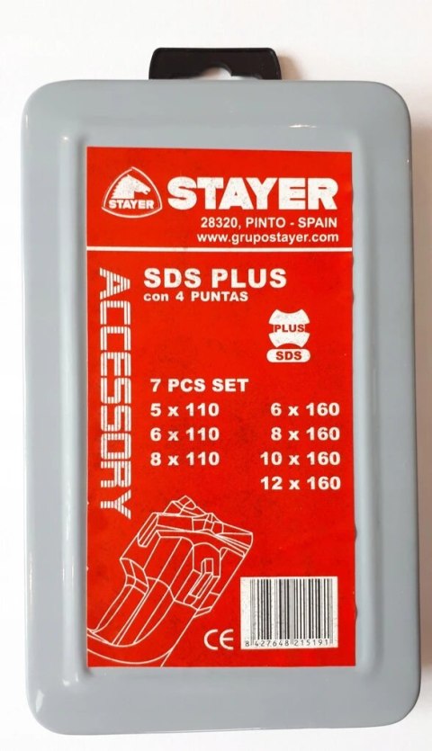 STAYER ZESTAW WIERTEŁ SDS-PLUS 7SZT STAYER STAYER ZESTAW WIERTEŁ SDS-PLUS 7SZT STAYER