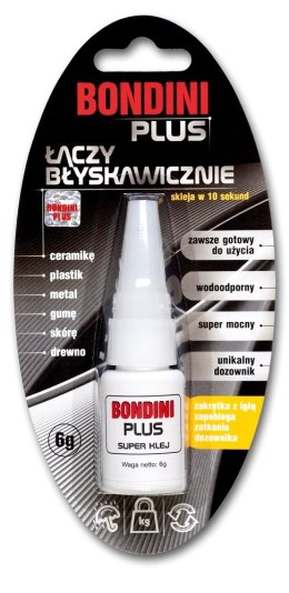 BONDINI PLUS KLEJ CYJANOAKRYLOWY 6g 02-040 BONDINI