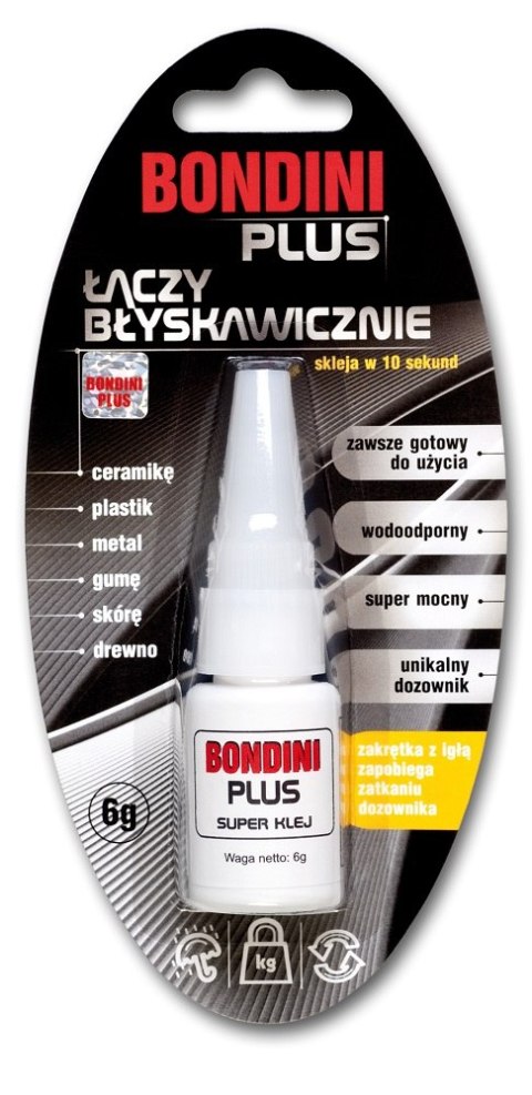BONDINI PLUS KLEJ CYJANOAKRYLOWY 6g 02-040 BONDINI BONDINI PLUS KLEJ CYJANOAKRYLOWY 6g 02-040 BONDINI