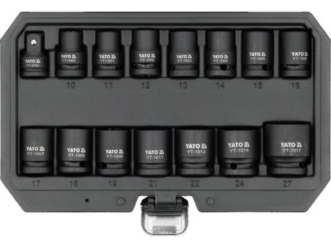 YATO ZESTAW NASADEK UDAROWYCH KRÓTKICH 1/2'' 15 SZT. 10-27 MM