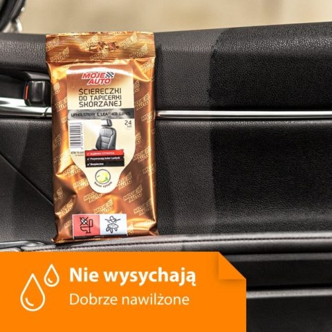 MOJE AUTO ŚCIERECZKI DO TAPICERKI SKÓRZANEJ - CYTRYNA - 24 SZTUKI MOJE AUTO ŚCIERECZKI DO TAPICERKI SKÓRZANEJ - CYTRYNA - 24 SZTUKI