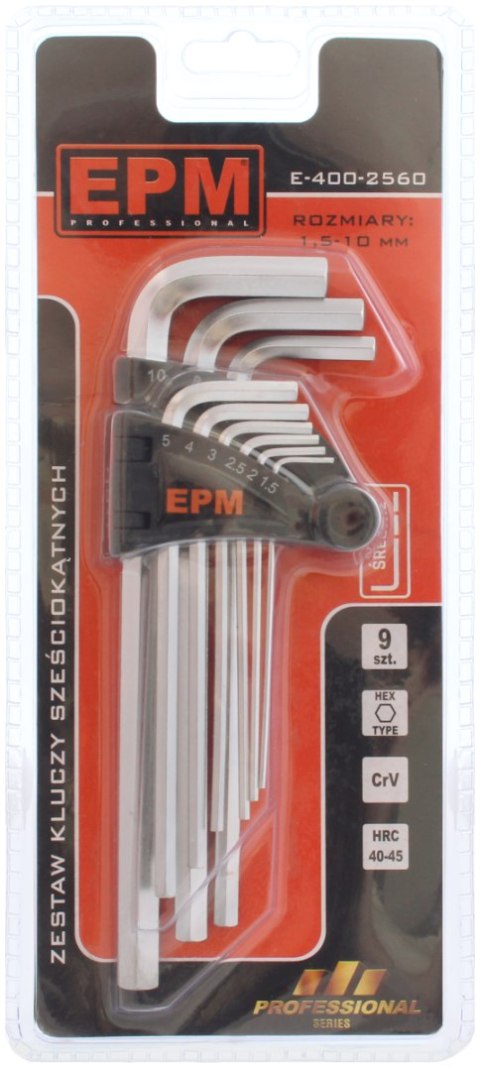 EPM KOMPLET KLUCZY IMBUSOWY ''HEX'' TYP L 9SZT ŚREDNIE EPM KOMPLET KLUCZY IMBUSOWY ''HEX'' TYP L 9SZT ŚREDNIE