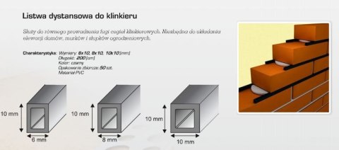 UN LISTWA DYSTANSOWA DO CEGŁY KLINKIEROWEJ 10*10MM 2MB