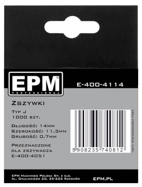 EPM ZSZYWKI 1000SZT 14MM J-014 EPM ZSZYWKI 1000SZT 14MM J-014