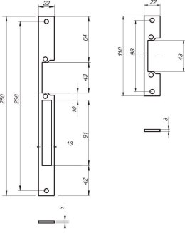 LOB ZACZEP PŁASKI DO ELEKTROZACZEPU RE41L SZEROKOŚĆ 22MM MODEL L