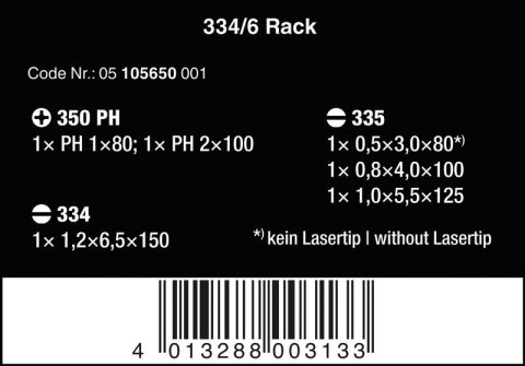 WERA ZESTAW WKRĘTAKÓW KRAFTFORM LASERTIP + WIESZAK, 6 CZĘŚCI WERA ZESTAW WKRĘTAKÓW KRAFTFORM LASERTIP + WIESZAK, 6 CZĘŚCI
