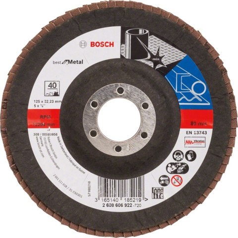 BOSCH LAMELKA WYGIĘTA GRANULACJA 40 125MM BOSCH LAMELKA WYGIĘTA GRANULACJA 40 125MM