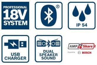 BOSCH RADIO AKUMULATOROWE GPB 18V-2 C FM BLUETOOTH 0*AH BOSCH RADIO AKUMULATOROWE GPB 18V-2 C FM BLUETOOTH 0*AH