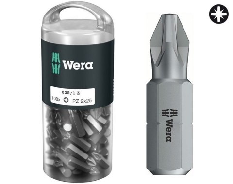 WERA BIT, GROT KRZYŻOWY PZ2 X 25 MM, 100 SZTUK 855/1 Z WERA BIT, GROT KRZYŻOWY PZ2 X 25 MM, 100 SZTUK 855/1 Z