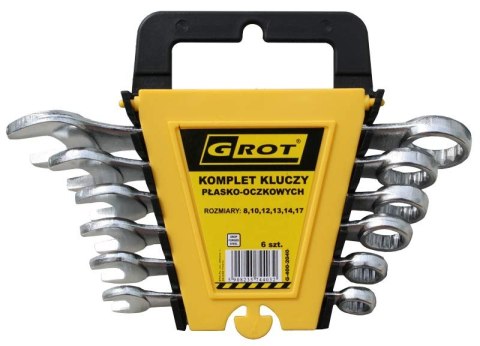 GROT KOMPLET KLUCZY PŁASKO-OCZKOWYCH 6 CZĘŚCIOWY 8-17MM GROT KOMPLET KLUCZY PŁASKO-OCZKOWYCH 6 CZĘŚCIOWY 8-17MM