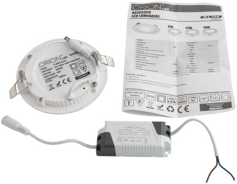ORION PANEL LED PODTYNKOWY OKRĄGŁY SLIM 12W, 960LM, 175MM ORION PANEL LED PODTYNKOWY OKRĄGŁY SLIM 12W, 960LM, 175MM