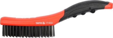 YATO SZCZOTKA DRUCIANA DRUT STALOWY 4-RZ RĘKOJEŚĆ PLASTIKOW 260MM YATO SZCZOTKA DRUCIANA DRUT STALOWY 4-RZ RĘKOJEŚĆ PLASTIKOW 260MM