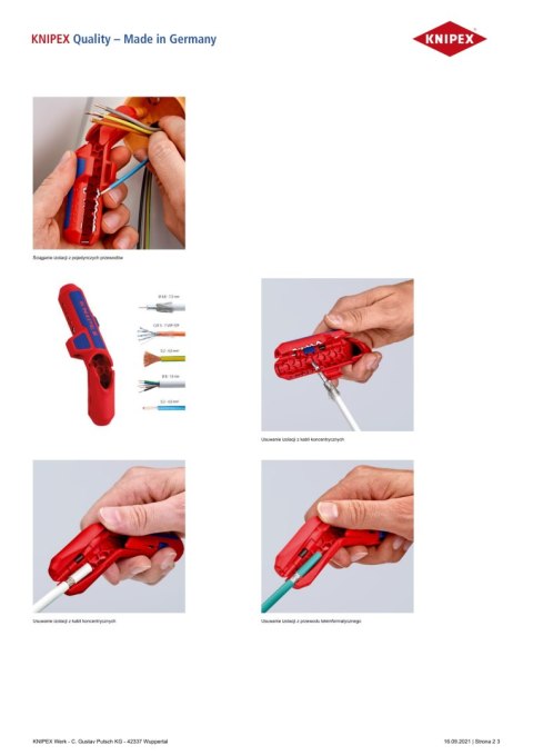 KNIPEX UNIWERSALNE NARZĘDZIE DO ŚCIĄGANIA IZOLACJI KNIPEX UNIWERSALNE NARZĘDZIE DO ŚCIĄGANIA IZOLACJI