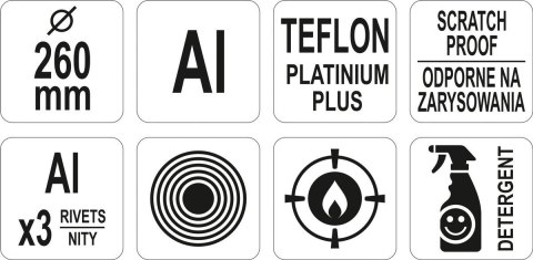 YATO GASTRO PATELNIA ALUMINIOWA DO NALEŚNIKÓW TEFLON 260MM. YATO GASTRO PATELNIA ALUMINIOWA DO NALEŚNIKÓW TEFLON 260MM.