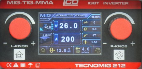 IDEAL PÓŁAUTOMAT SPAWALNICZY TECNOMIG 212 LCD SYNERGIC VRD ALU IDEAL PÓŁAUTOMAT SPAWALNICZY TECNOMIG 212 LCD SYNERGIC VRD ALU