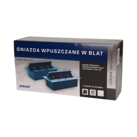 ORNO GNIAZDO WPUSZCZANE W BLAT 3X2P+Z RANT PŁASKI CZARNY ORNO GNIAZDO WPUSZCZANE W BLAT 3X2P+Z RANT PŁASKI CZARNY