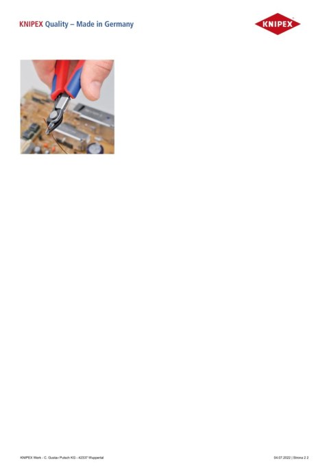 KNIPEX SZCZYPCE DO CIĘCIA 125MM ELECTRONIC SUPER KNIPS KNIPEX SZCZYPCE DO CIĘCIA 125MM ELECTRONIC SUPER KNIPS